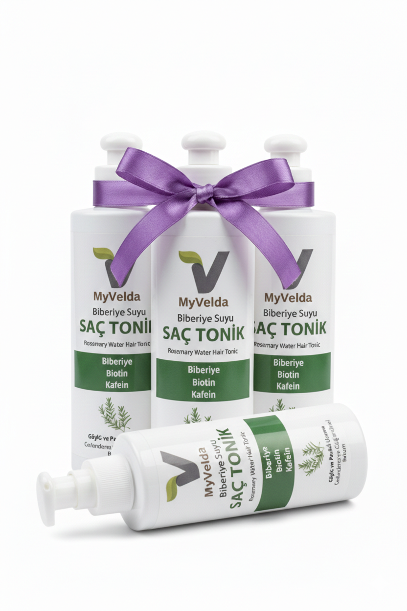 MyVelda Aile Boyu Fırsat Paketi: 4 Adet Biberiyeli Saç Bakım Toniği